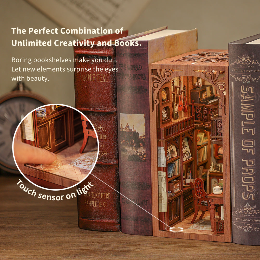 Hands Craft DIY Miniature Book Nook Kit | The Secret Rhythm w/ Dust Cover