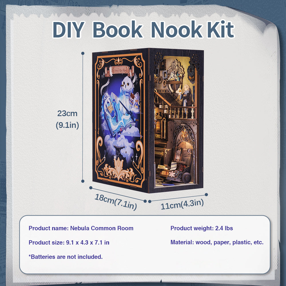 Hands Craft DIY Miniature Kit Book Nook | Nebula Common Room w/ Dust Cover