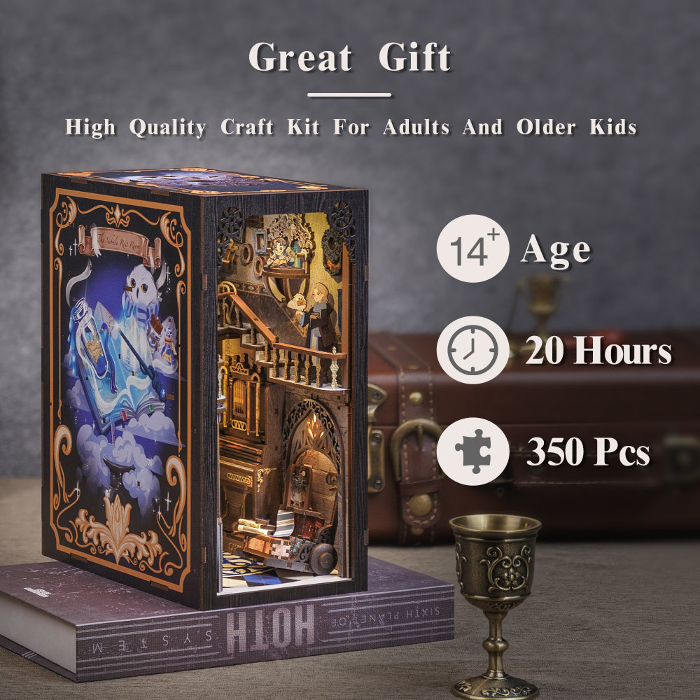 Hands Craft DIY Miniature Kit Book Nook | Nebula Common Room w/ Dust Cover