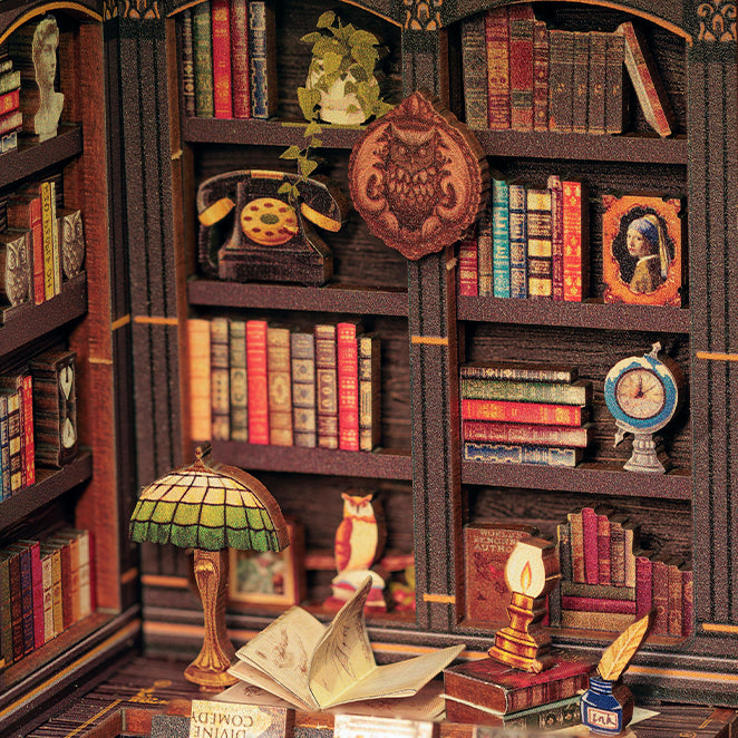 Hands Craft DIY Miniature Kit Book Nook | Owl Bookstore