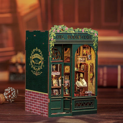 Hands Craft DIY Miniature Kit Book Nook | Owl Bookstore