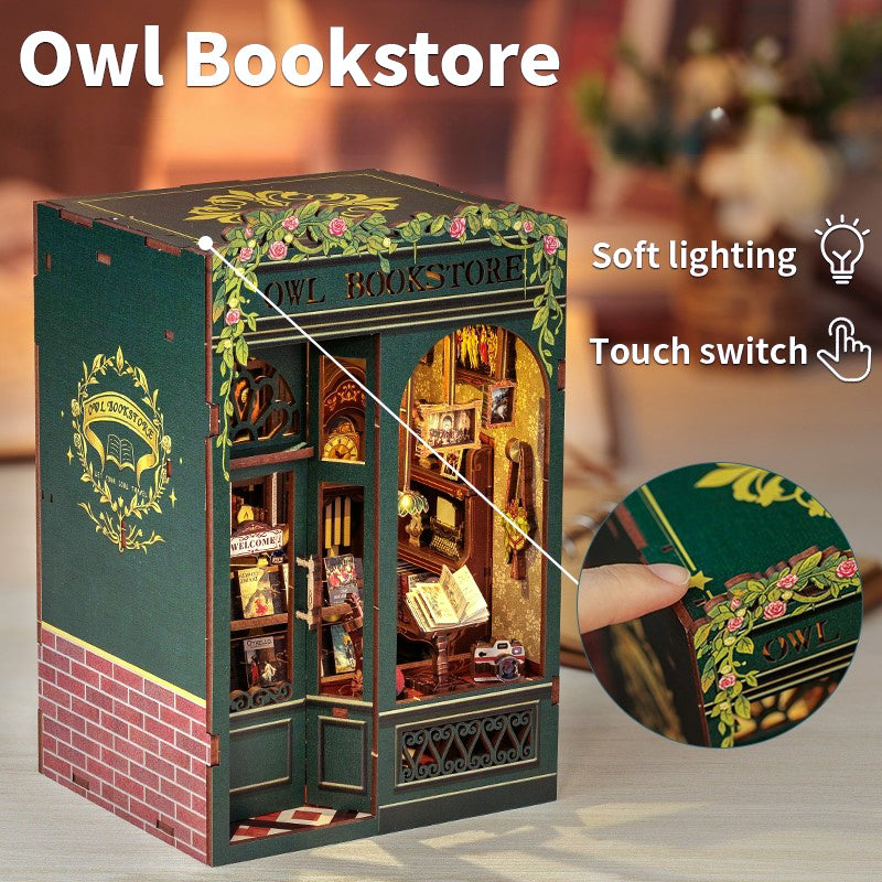 Hands Craft DIY Miniature Kit Book Nook | Owl Bookstore