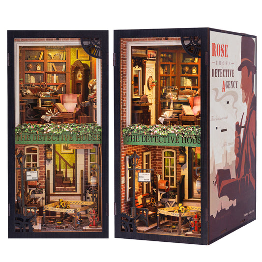 Hands Craft DIY Miniature Kit Book Nook | Rose Detective Agency w/ Dust Cover