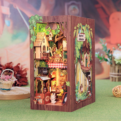 Hands Craft DIY Miniature Kit Book Nook | Squirrel Collector w/ Dust Cover