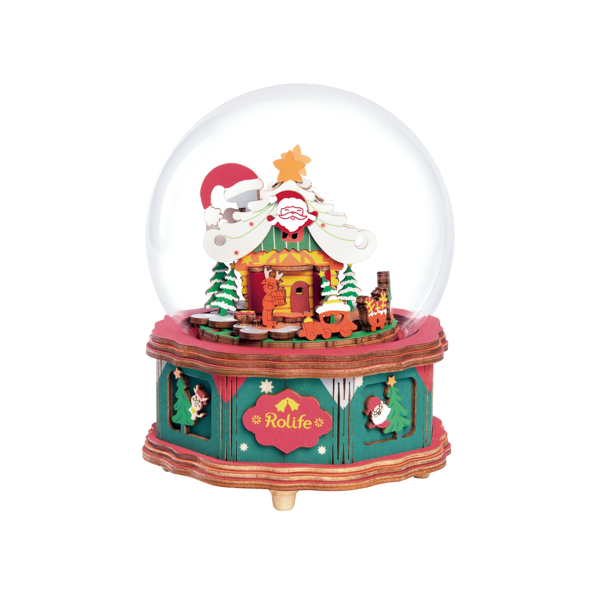 Hands Craft DIY Miniatures 3D Wooden Music Box Puzzle | Christmas Town Snow Globe