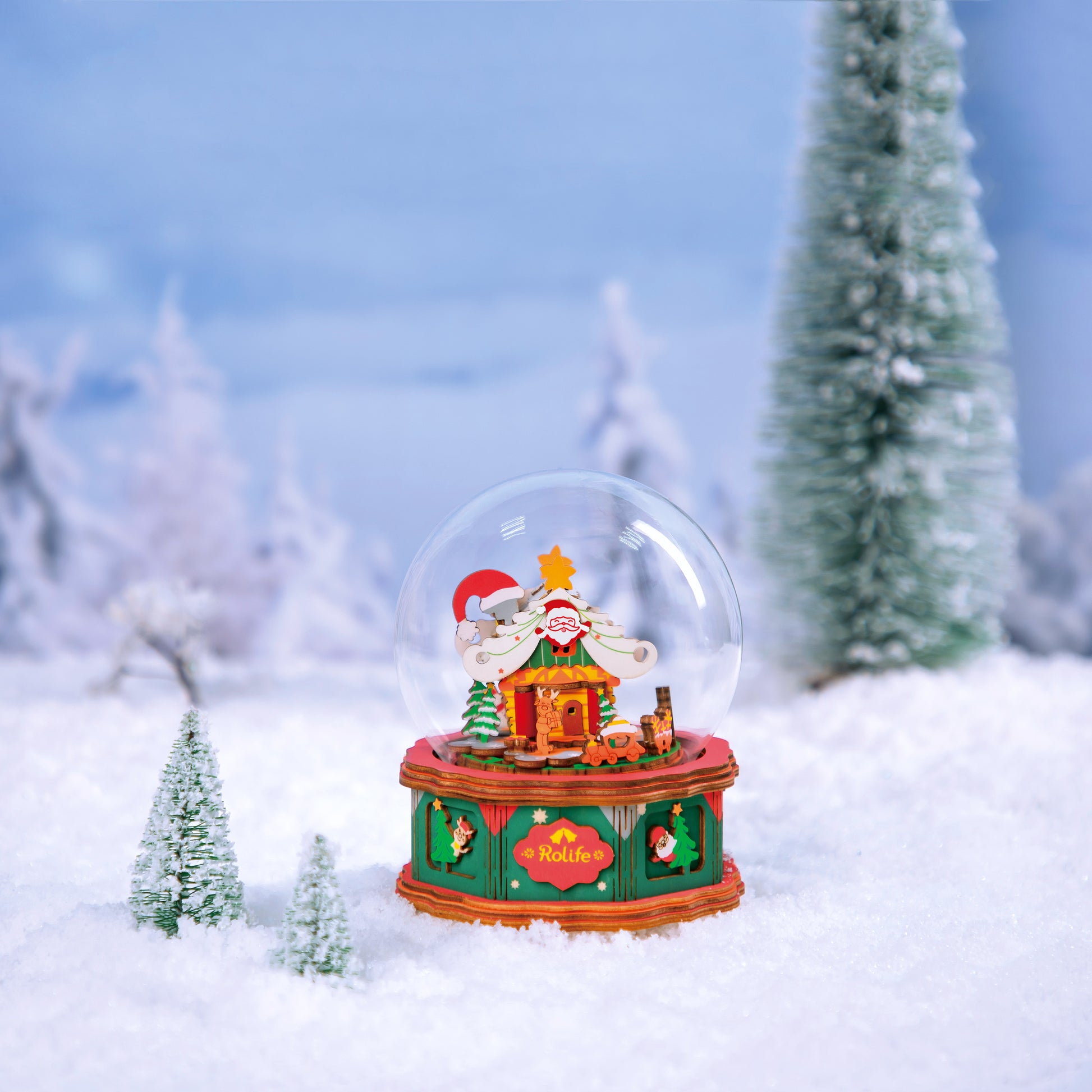 Hands Craft DIY Miniatures 3D Wooden Music Box Puzzle | Christmas Town Snow Globe