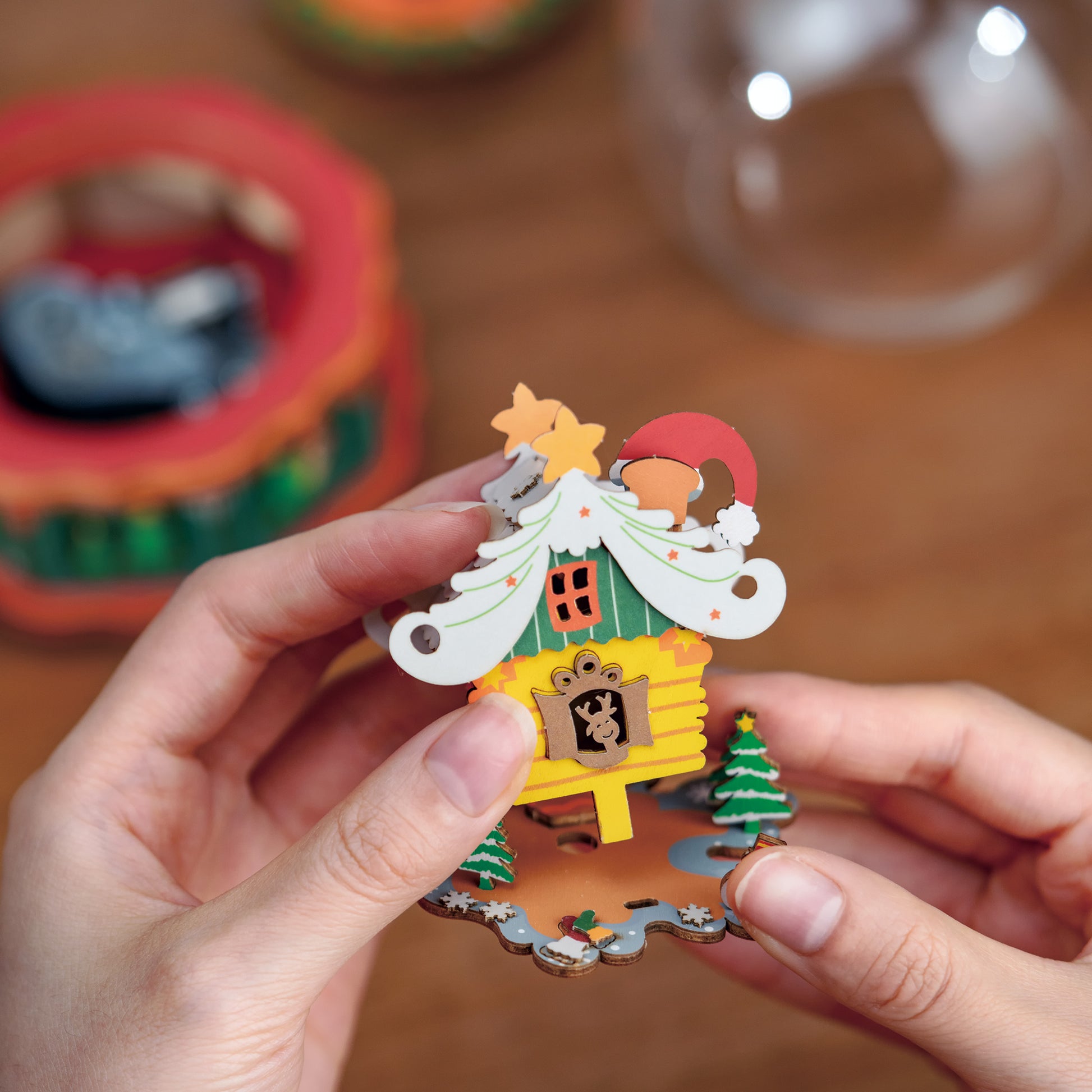 Hands Craft DIY Miniatures 3D Wooden Music Box Puzzle | Christmas Town Snow Globe