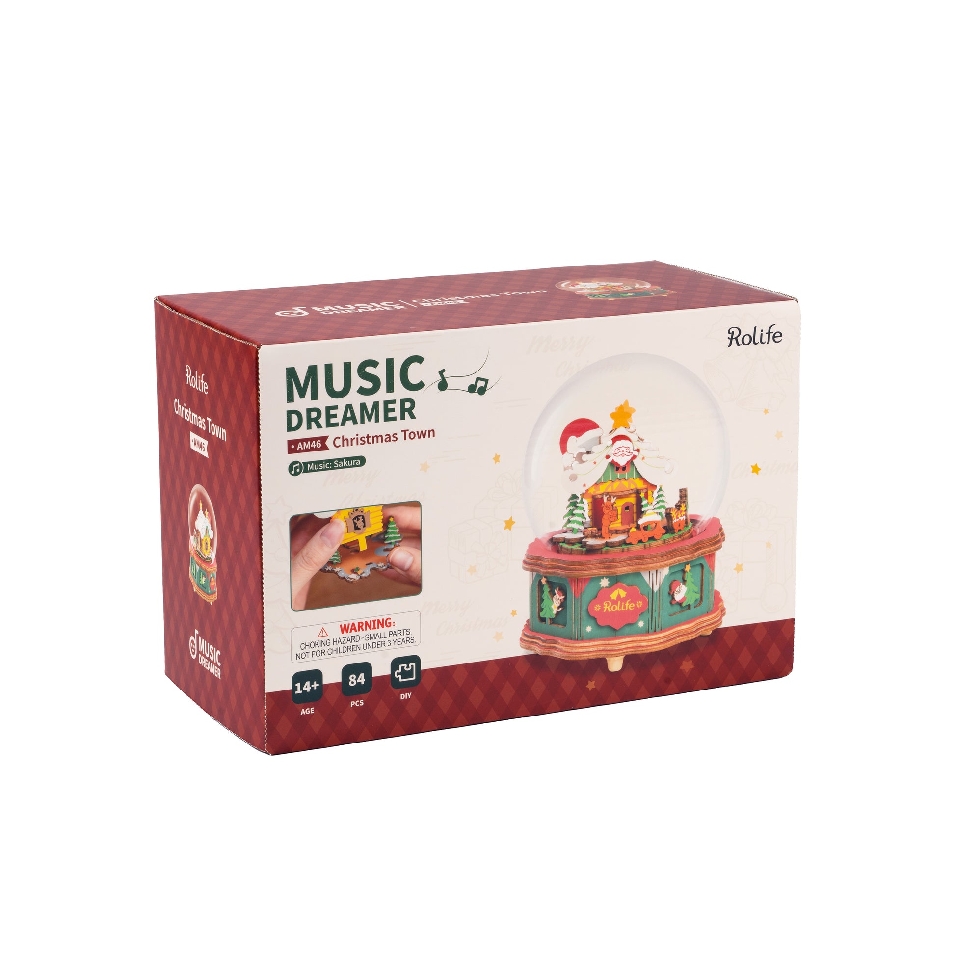 Hands Craft DIY Miniatures 3D Wooden Music Box Puzzle | Christmas Town Snow Globe