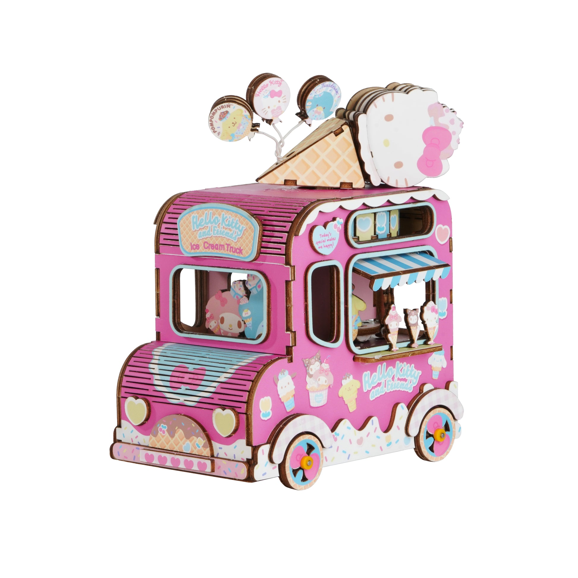 Hands Craft DIY Miniatures 3D Wooden Music Box Puzzle | Hello Kitty® and Friends Ice Cream Truck