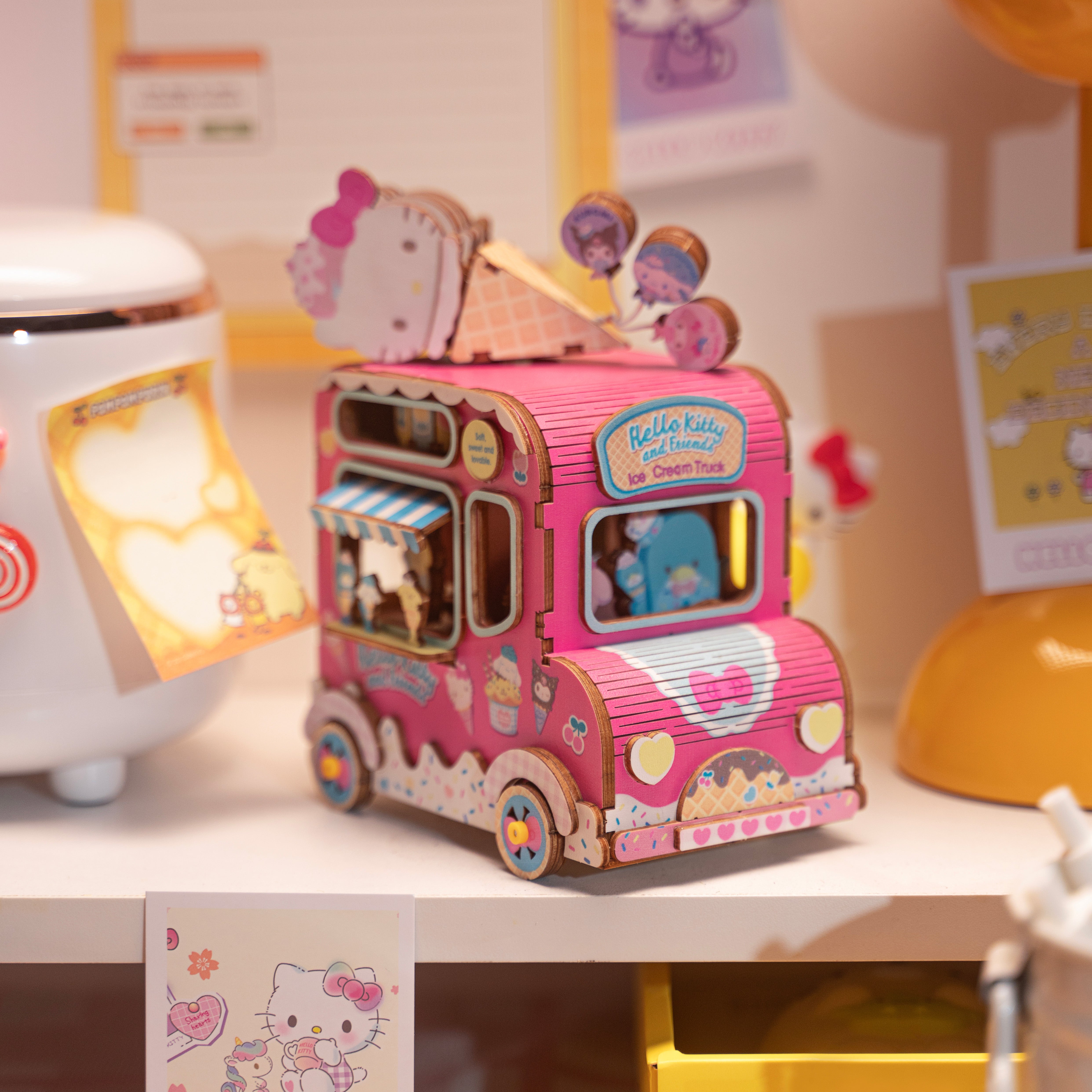 Hands Craft DIY Miniatures 3D Wooden Music Box Puzzle | Hello Kitty® and Friends Ice Cream Truck