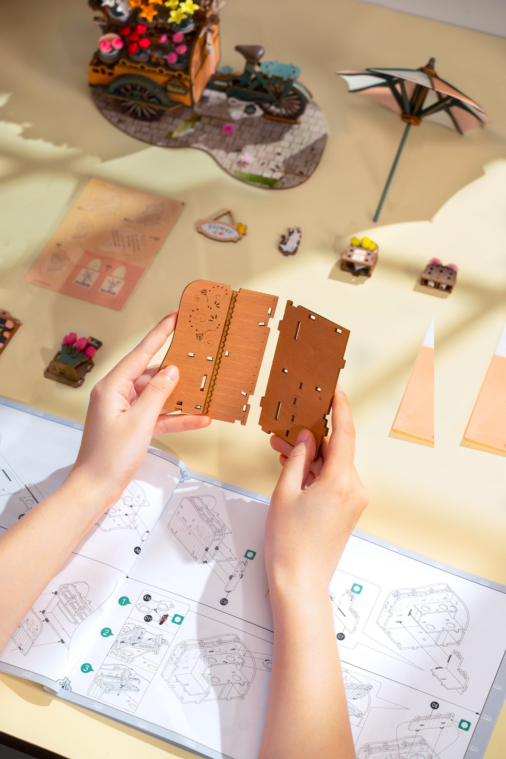 Hands Craft DIY Miniatures 3D Wooden Puzzle | Blossom Cart