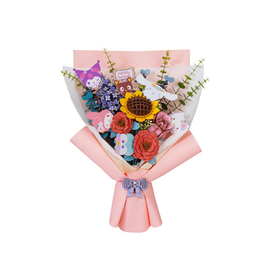 Hands Craft DIY Miniatures 3D Wooden Puzzle | Hello Kitty® and Friends Flower Bouquet
