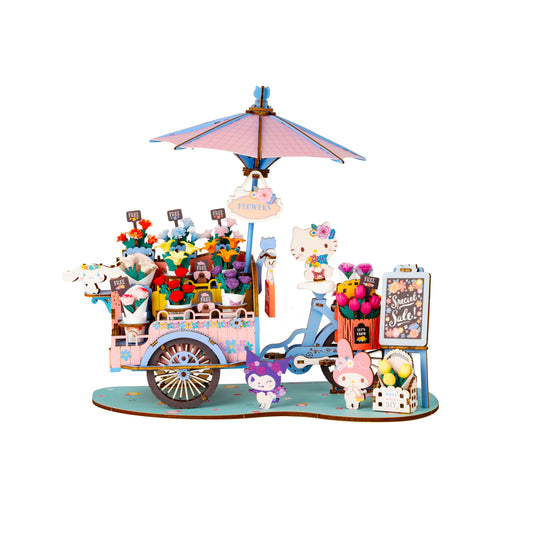 Hands Craft DIY Miniatures 3D Wooden Puzzle | Hello Kitty® and Friends Flower Cart