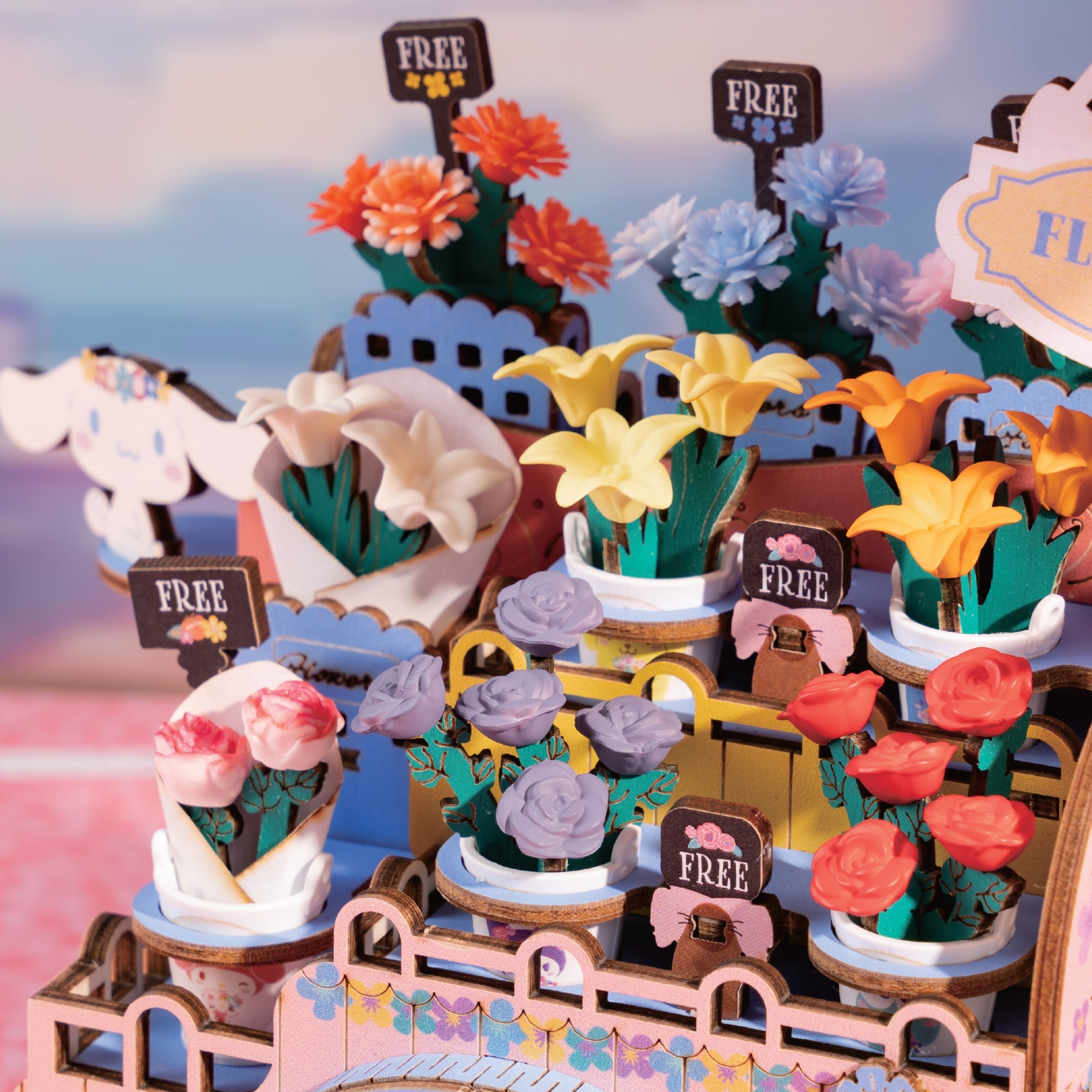Hands Craft DIY Miniatures 3D Wooden Puzzle | Hello Kitty® and Friends Flower Cart