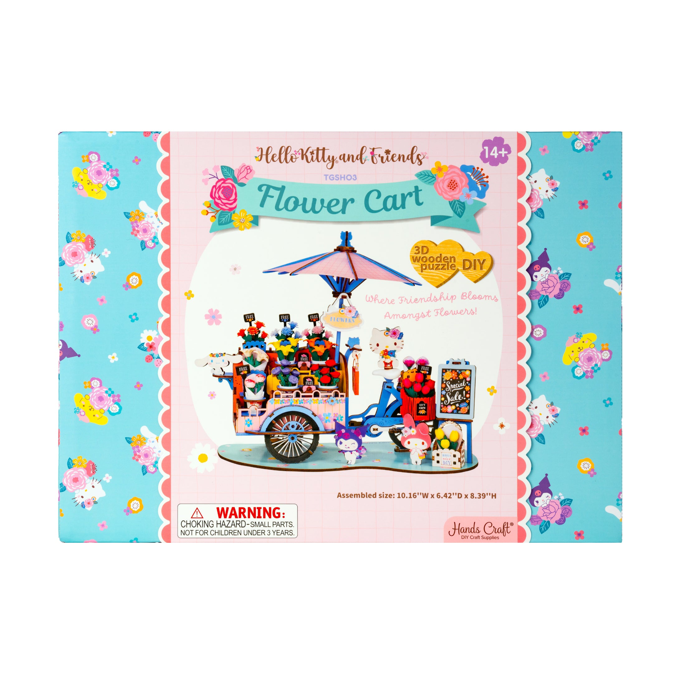 Hands Craft DIY Miniatures 3D Wooden Puzzle | Hello Kitty® and Friends Flower Cart 