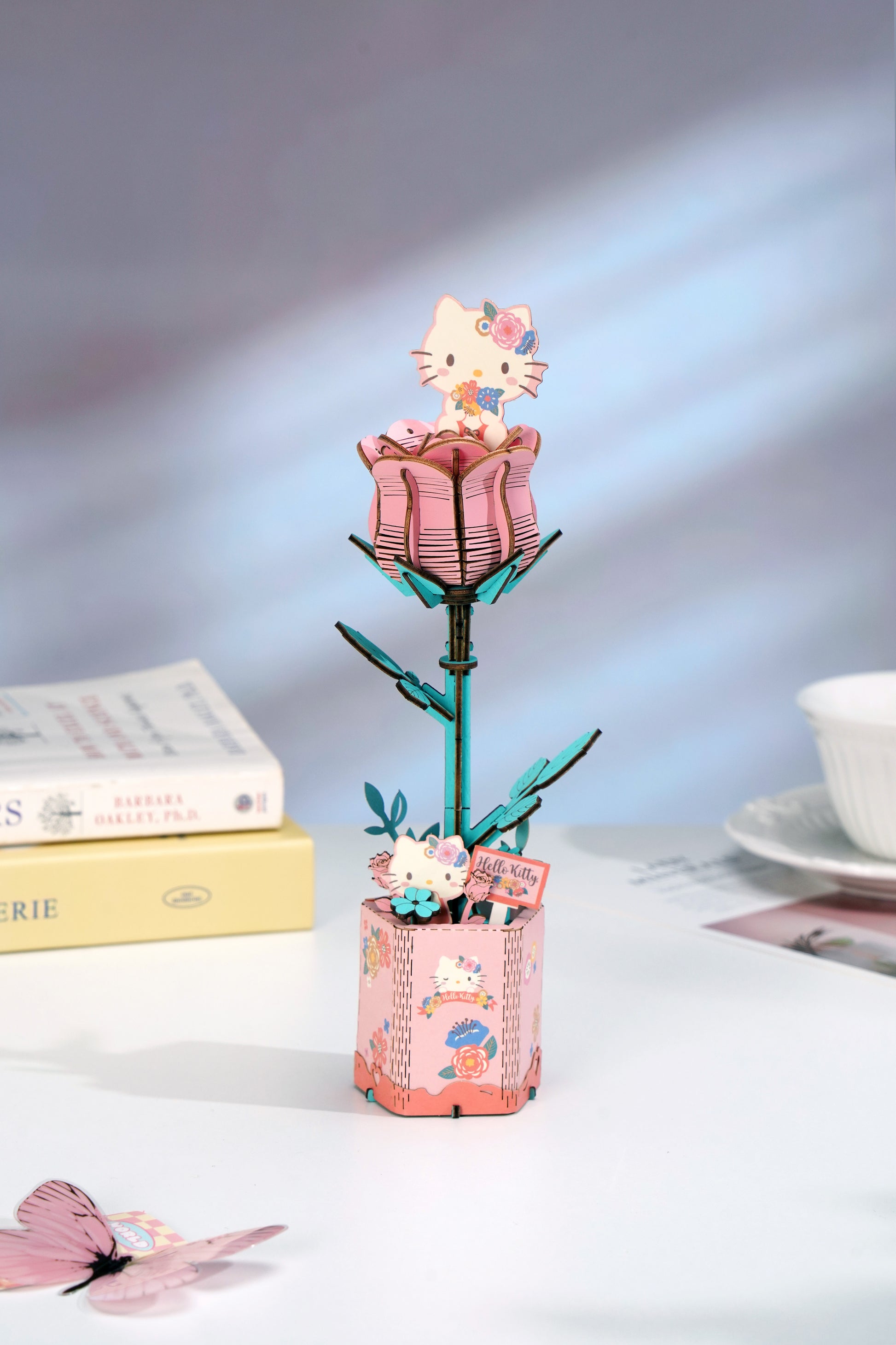 3D Wooden Flower Puzzle Hello Kitty Pink Rose 3D Wooden Flower Puzzle Hello Kitty Pink Rose