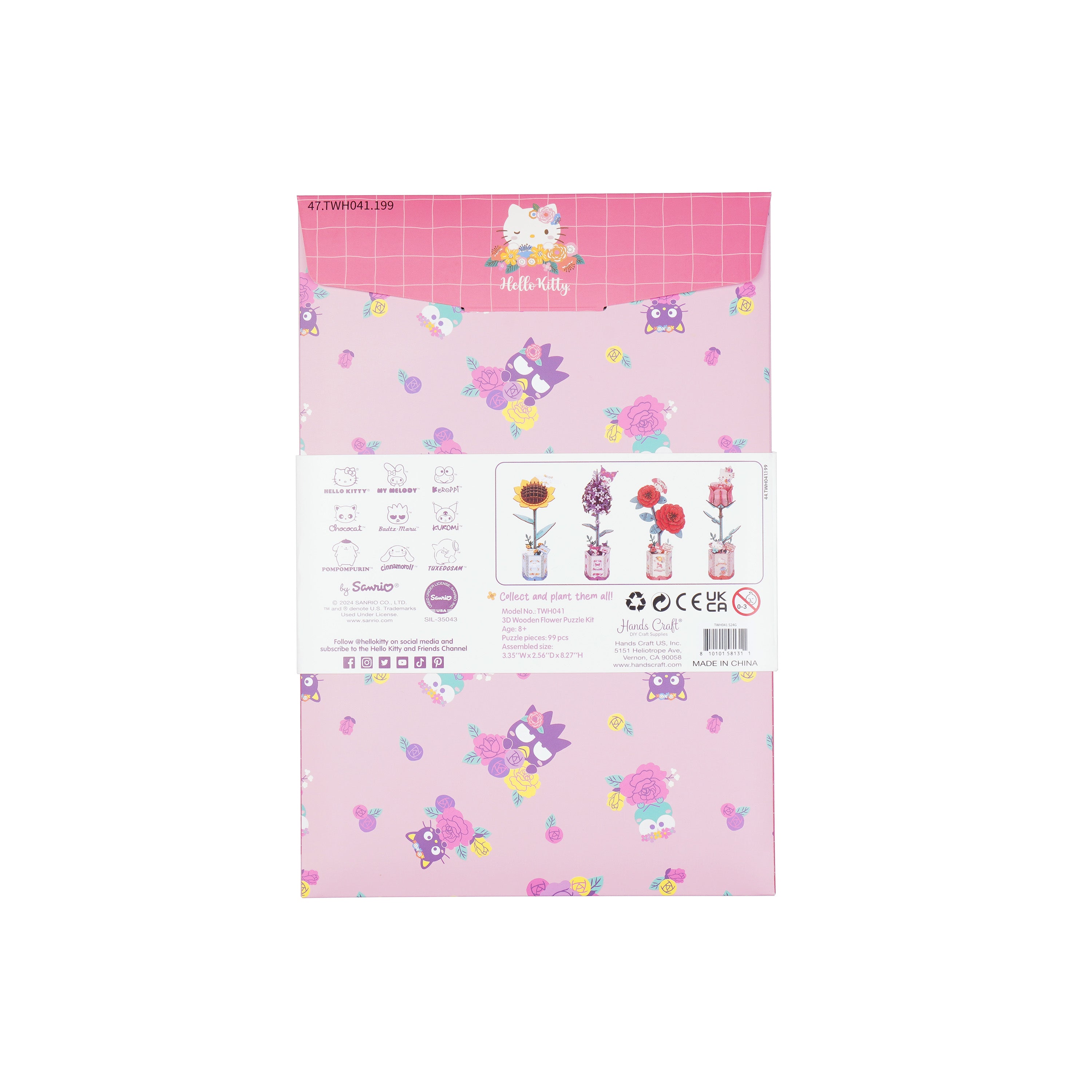 Hands Craft DIY Miniatures 3D Wooden Puzzle | Hello Kitty® and Friends Hello Kitty Pink Rose