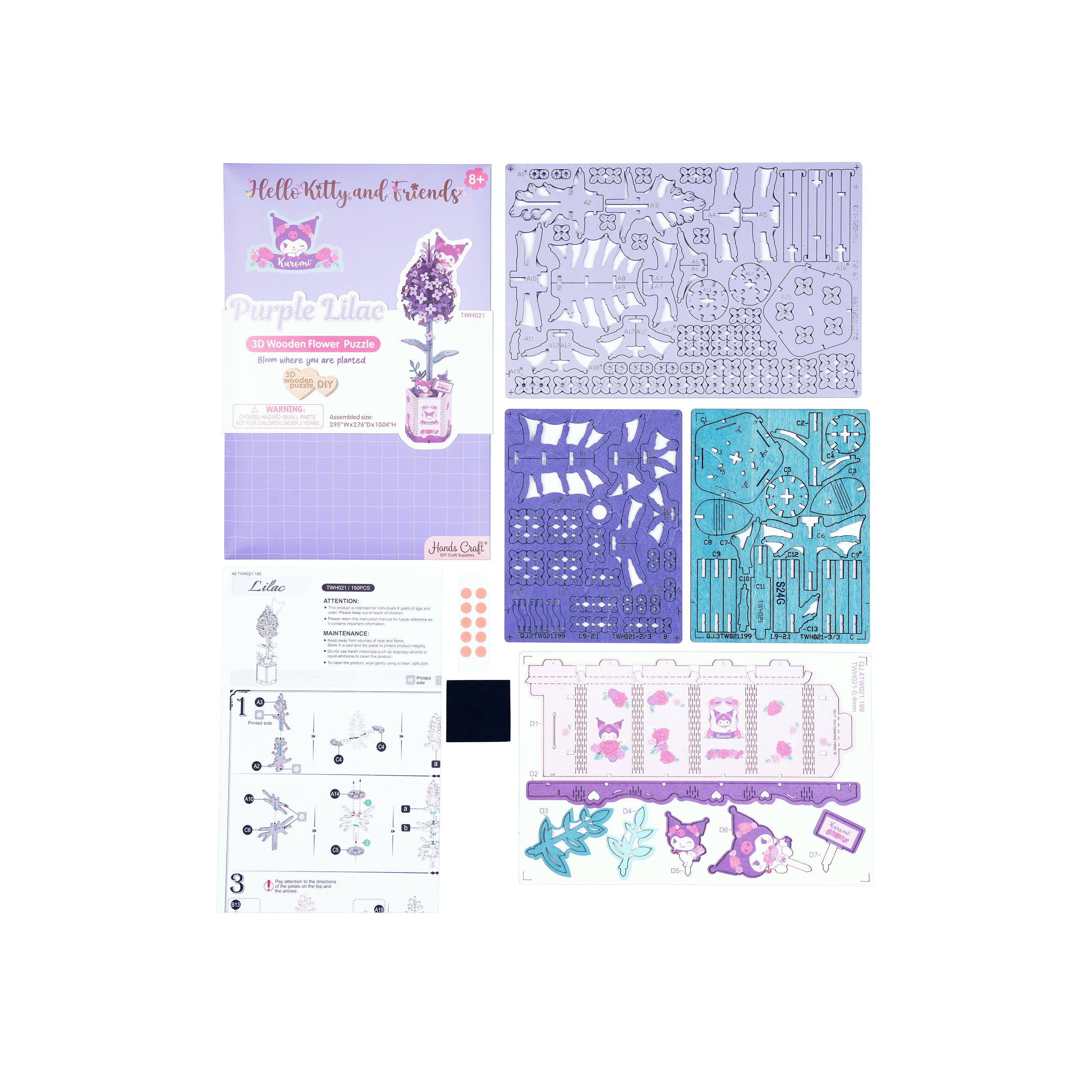 Hands Craft DIY Miniatures 3D Wooden Puzzle | Hello Kitty® and Friends Kuromi Lilac