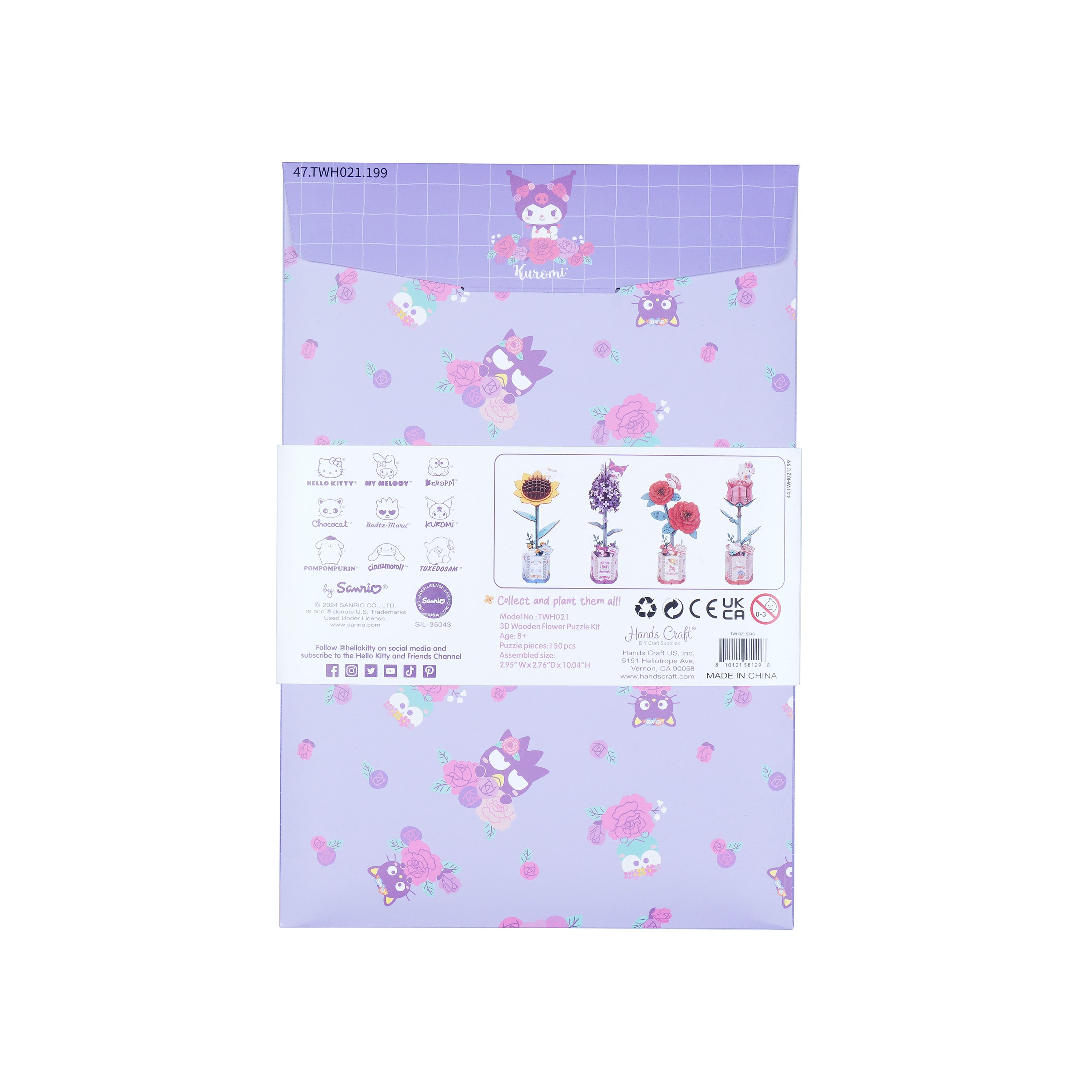 Hands Craft DIY Miniatures 3D Wooden Puzzle | Hello Kitty® and Friends Kuromi Lilac