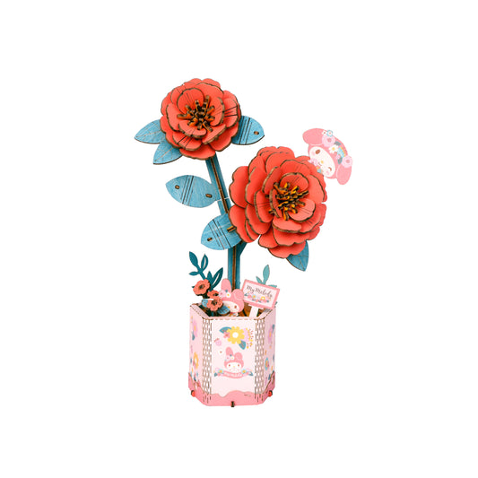 Hands Craft DIY Miniatures 3D Wooden Puzzle | Hello Kitty® and Friends My Melody Red Camellia
