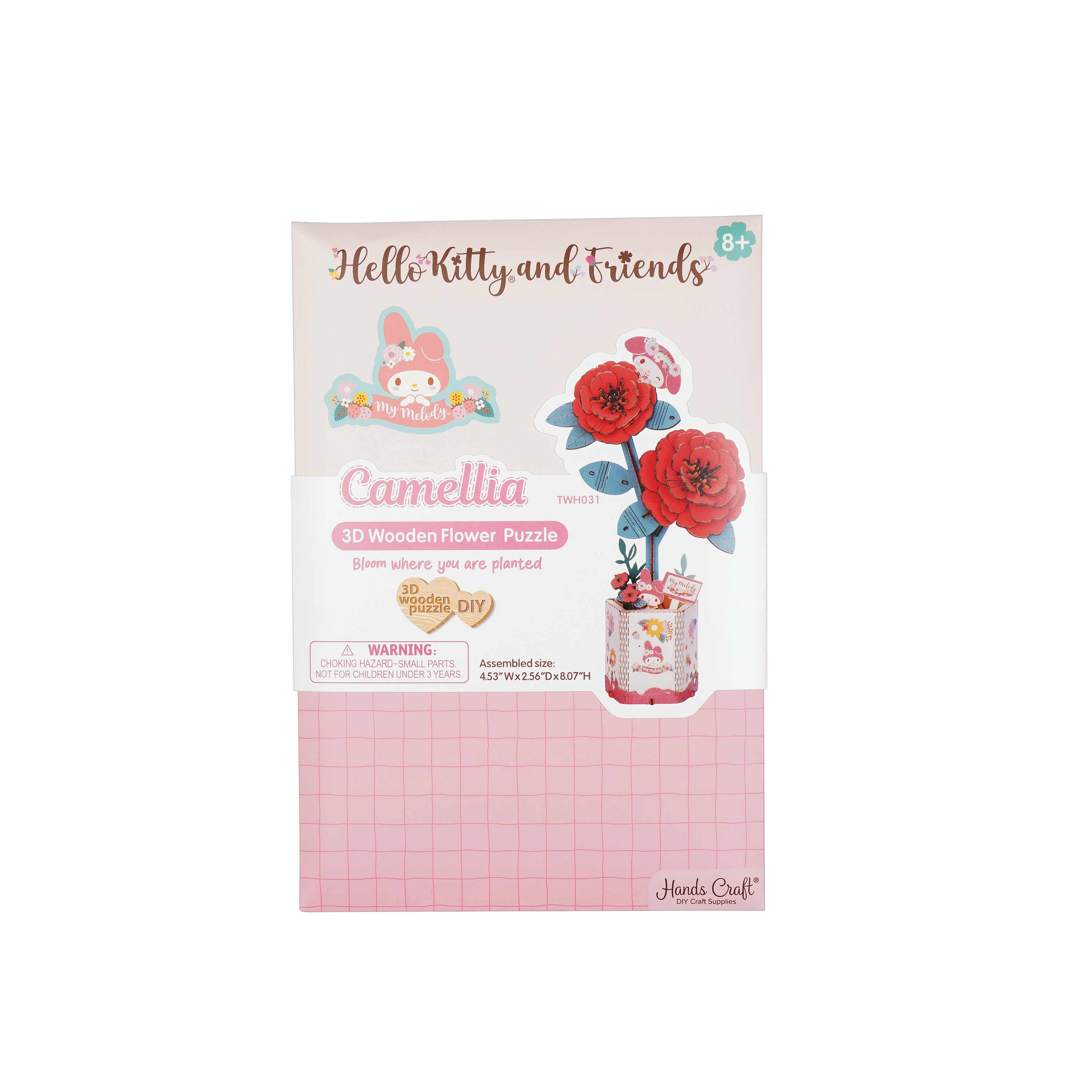 Hands Craft DIY Miniatures 3D Wooden Puzzle | Hello Kitty® and Friends My Melody Red Camellia