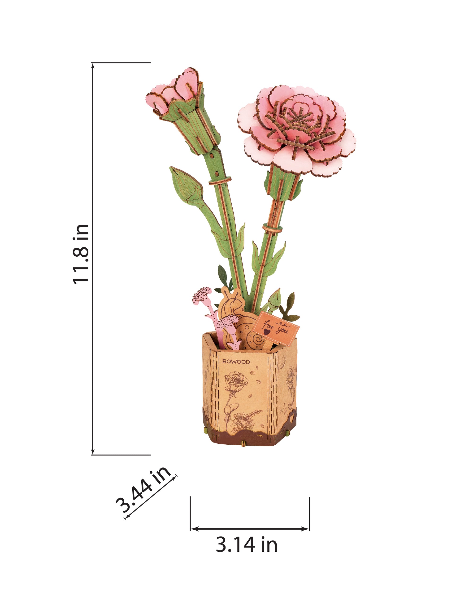 Hands Craft DIY Miniatures 3D Wooden Puzzle | Pink Carnation