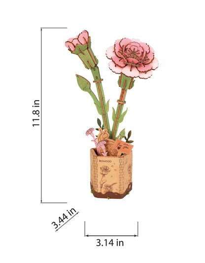 Hands Craft DIY Miniatures 3D Wooden Puzzle | Pink Carnation