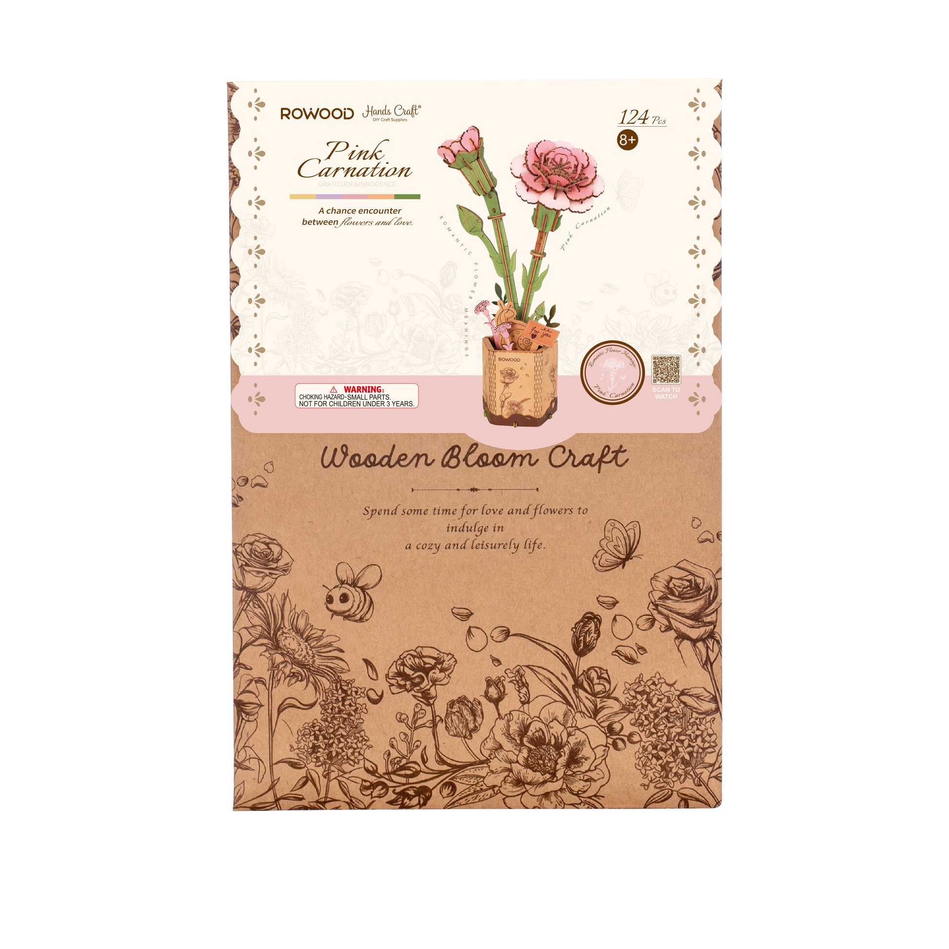 Hands Craft DIY Miniatures 3D Wooden Puzzle | Pink Carnation