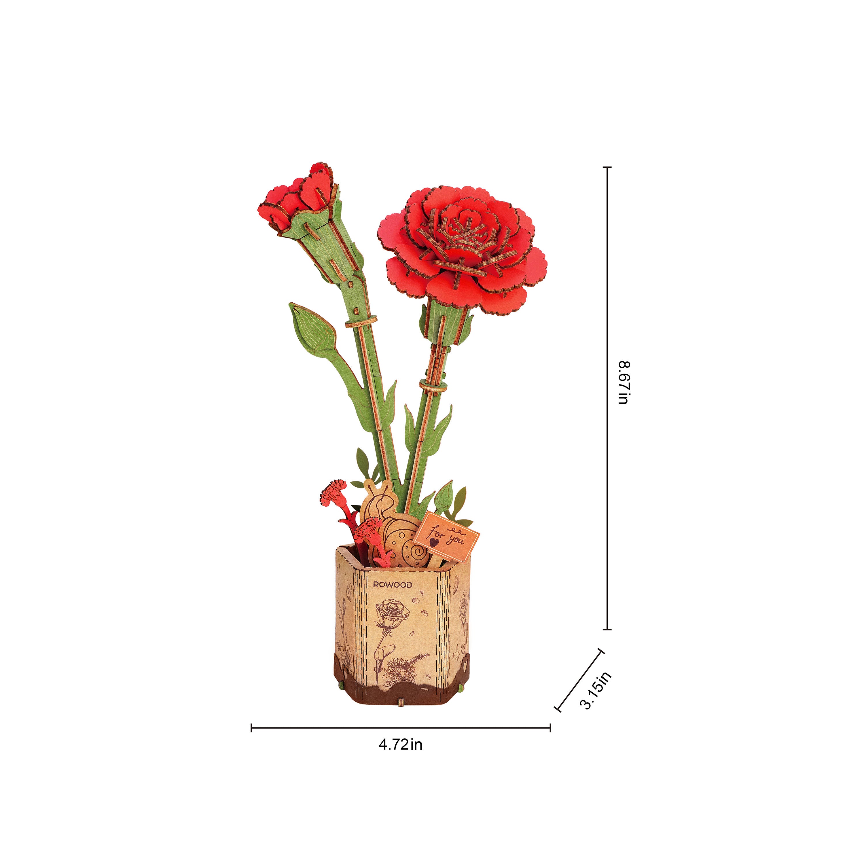 Hands Craft DIY Miniatures 3D Wooden Puzzle | Red Carnation