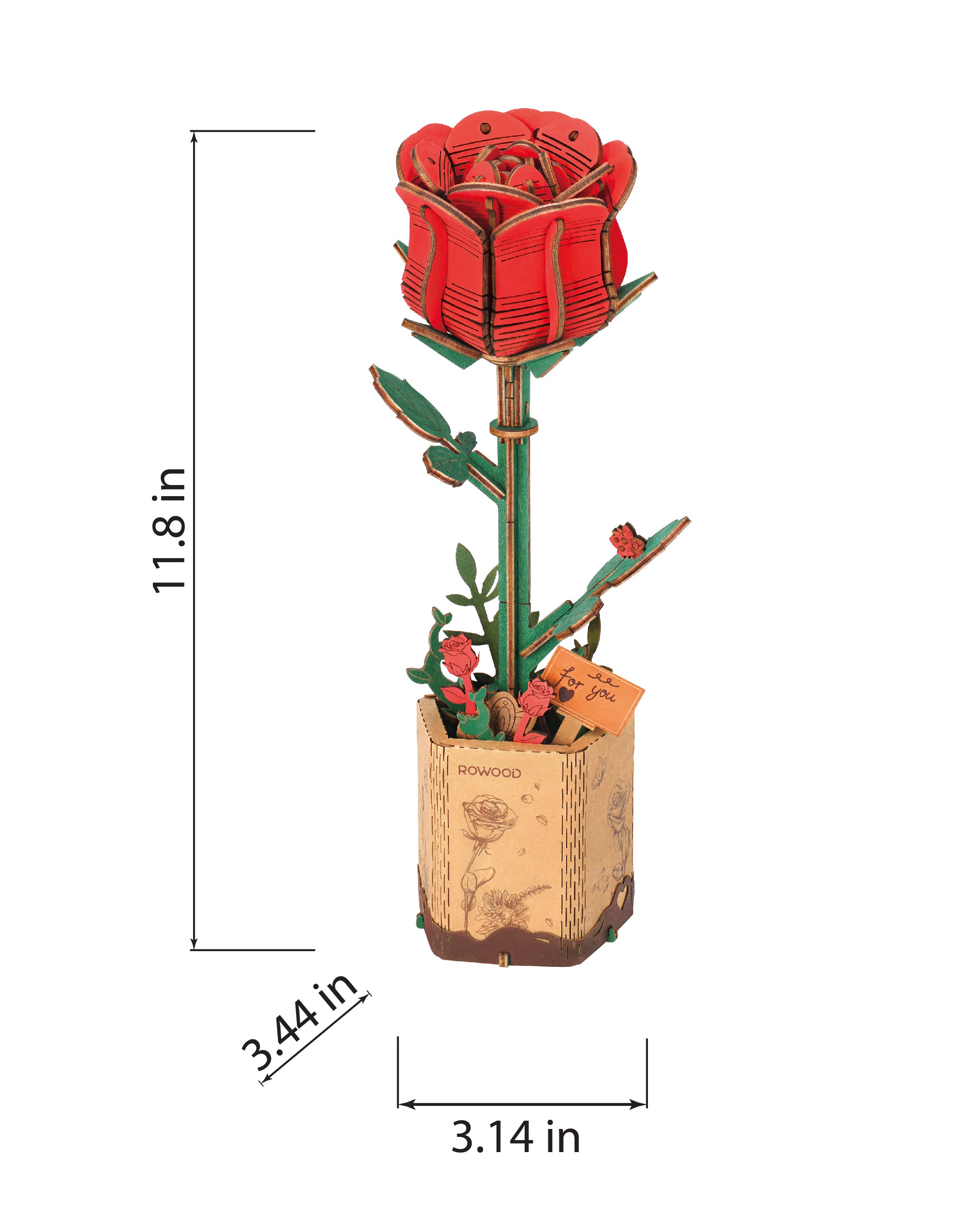 Hands Craft DIY Miniatures 3D Wooden Puzzle | Red Rose