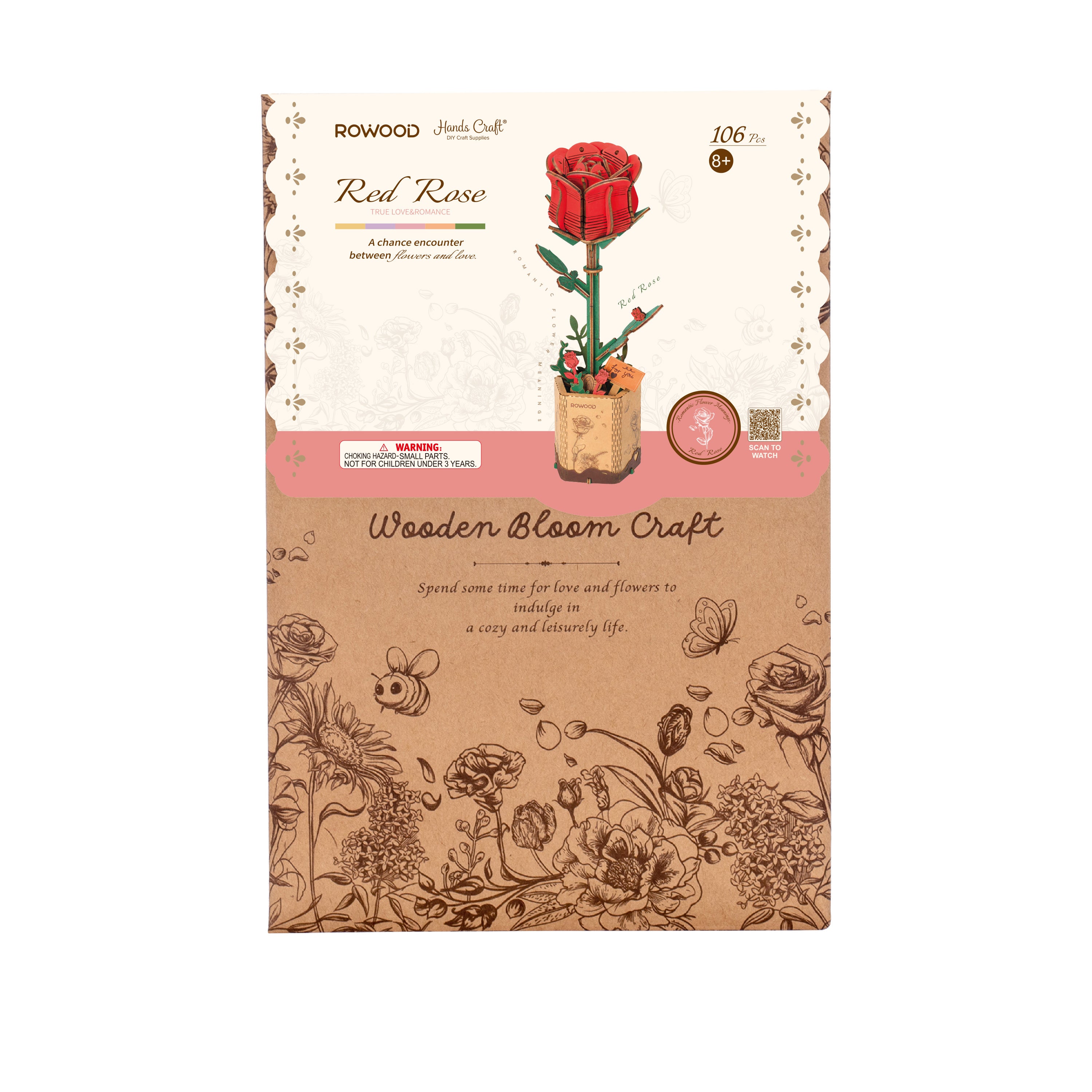 Hands Craft DIY Miniatures 3D Wooden Puzzle | Red Rose