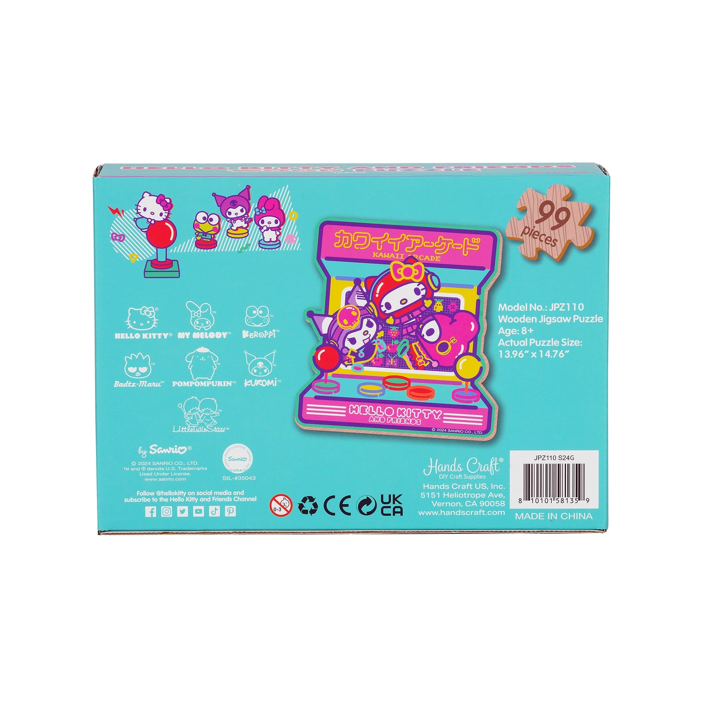 Hands Craft DIY Miniatures Wooden Jigsaw Puzzle | Hello Kitty® and Friends Kawaii Arcade