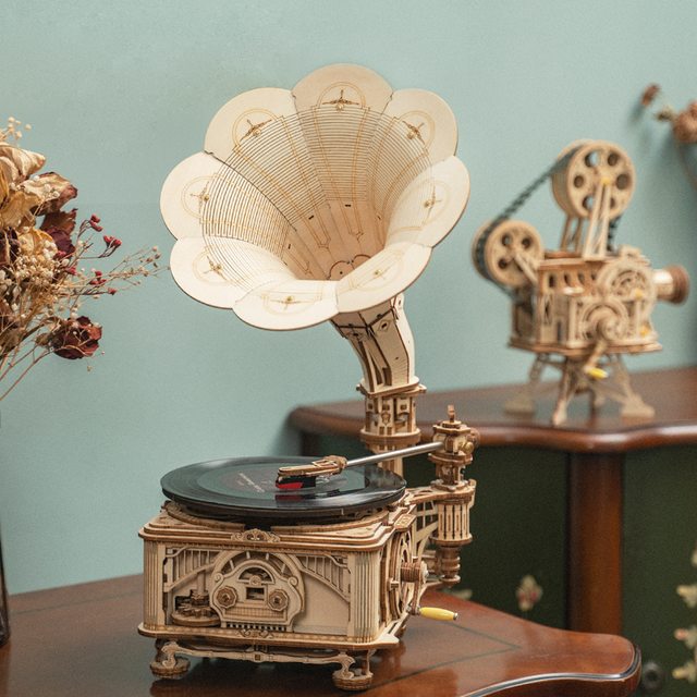 Gramophone - Maquette réaliste en bois 3D - MECAPUZZLE