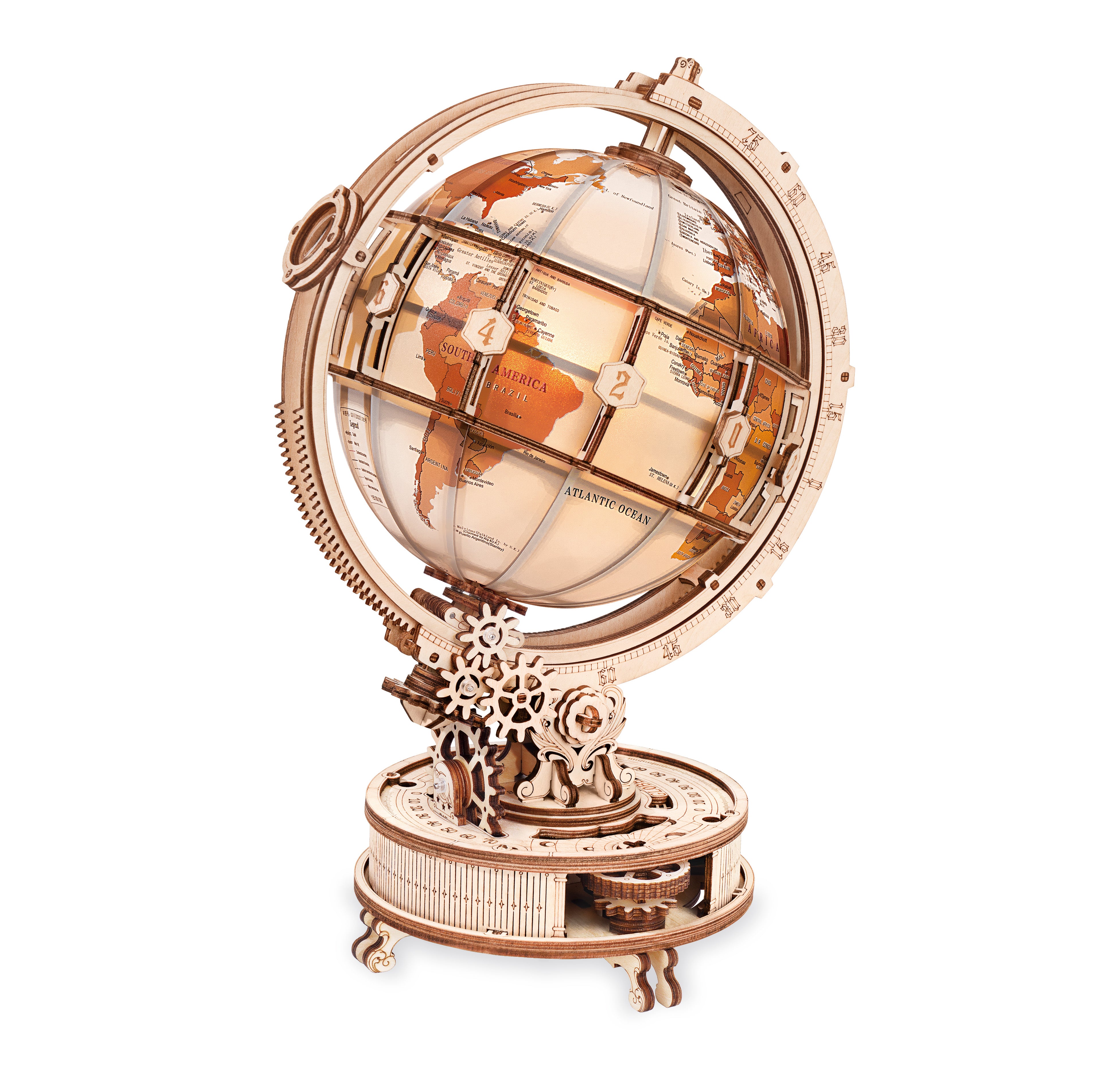 Hands Craft 3D Wooden Puzzle | Luminous Globe w/ LED Lights