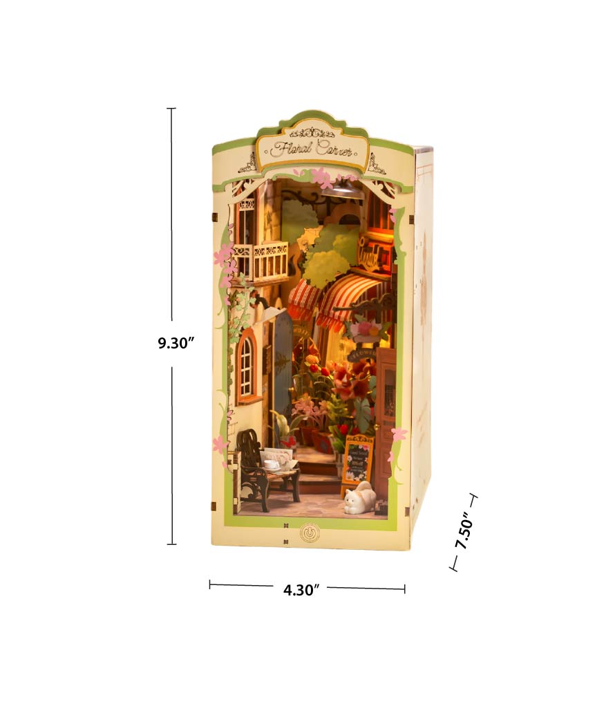 Hands Craft DIY Miniature Book Nook Kit | Floral Corner w/ Dust