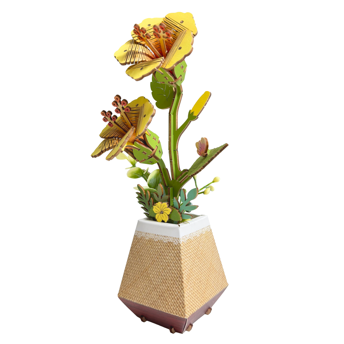 3D Wooden Puzzle | Yellow Hibiscus