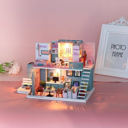 DIY Miniature Dollhouse Kit | Pink Cafe