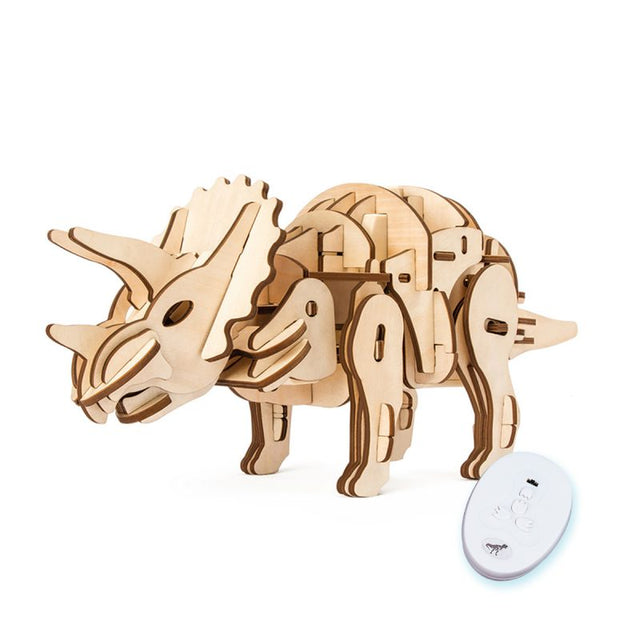Wooden Puzzle with Light and Sound Control: Triceratops