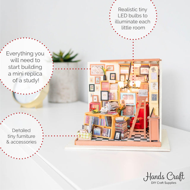 DIY Dollhouse Miniature Kit | Sam's Study