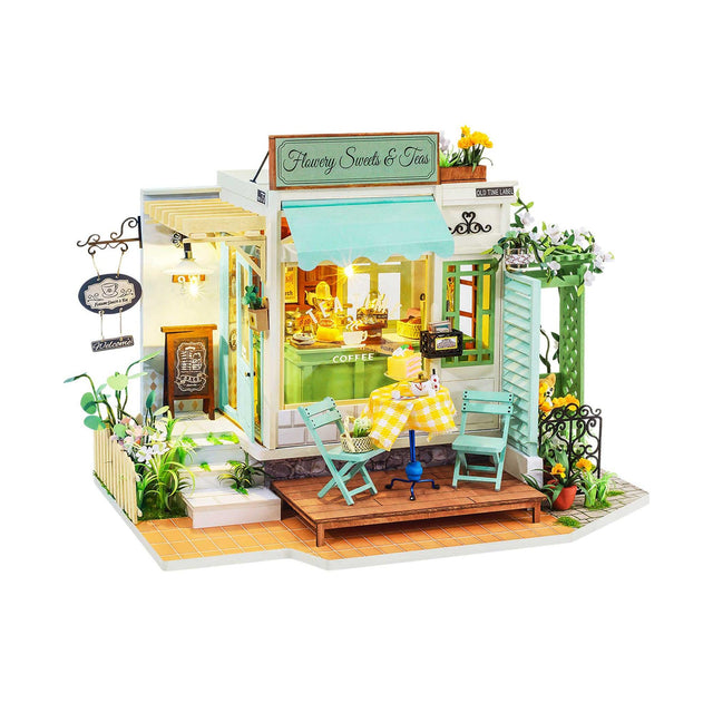 DIY Dollhouse Miniature Store Kit | Flowery Sweets & Teas - Hands Craft US, Inc.