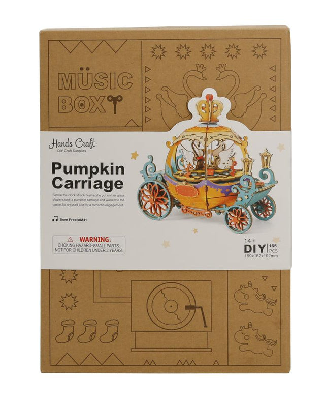 3D Wooden Puzzle Music Box | Pumpkin Carriage - Hands Craft US, Inc.