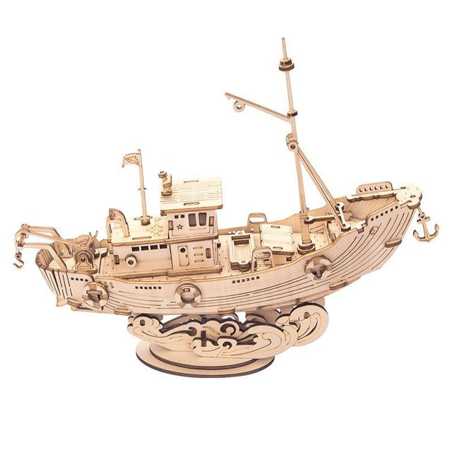 3D Modern Wooden Puzzle | Fishing Ship - Hands Craft US, Inc.