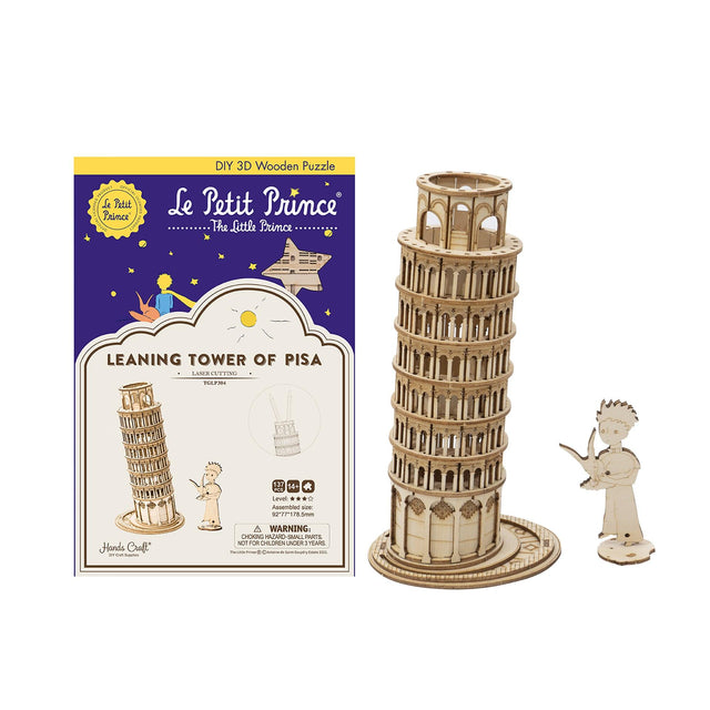 3D Wooden Puzzle | Leaning Tower of Pisa with The Little Prince figurine - Hands Craft US, Inc.