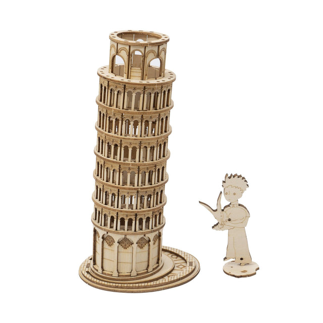 3D Wooden Puzzle | Leaning Tower of Pisa with The Little Prince figurine - Hands Craft US, Inc.