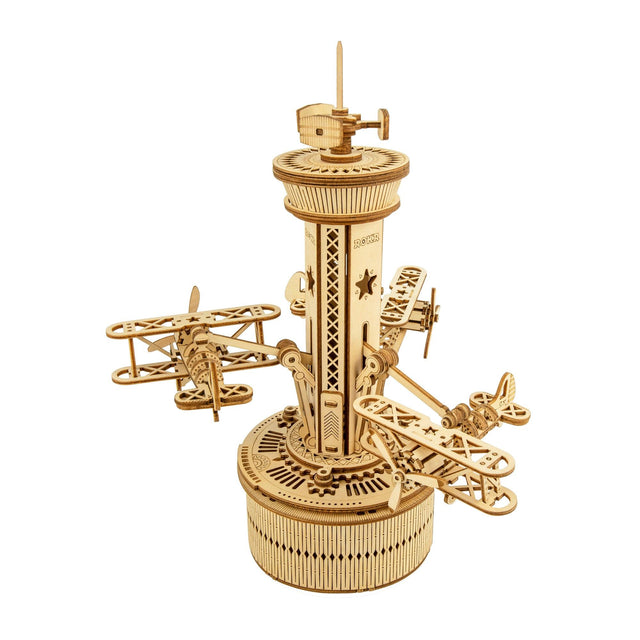 3D Wooden Puzzle Music Box | Airplane-Control Tower - Hands Craft US, Inc.