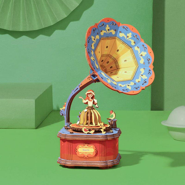 3D Wooden Puzzle Music Box | Vintage Gramophone - Hands Craft US, Inc.