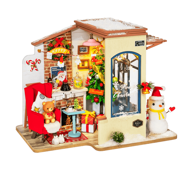 AUNMAS DIY Doll House Music Box with LED Light Miniature DIY House Kit with  Transparent Cover Desk Decorative Kid's Christmas Birthday (3#)