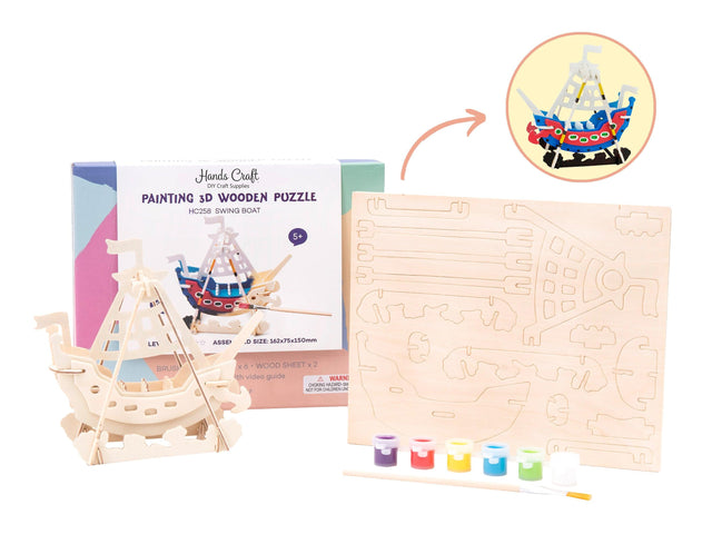 3D Wooden Puzzle Paint Kit | Swing Boat - Hands Craft US, Inc.