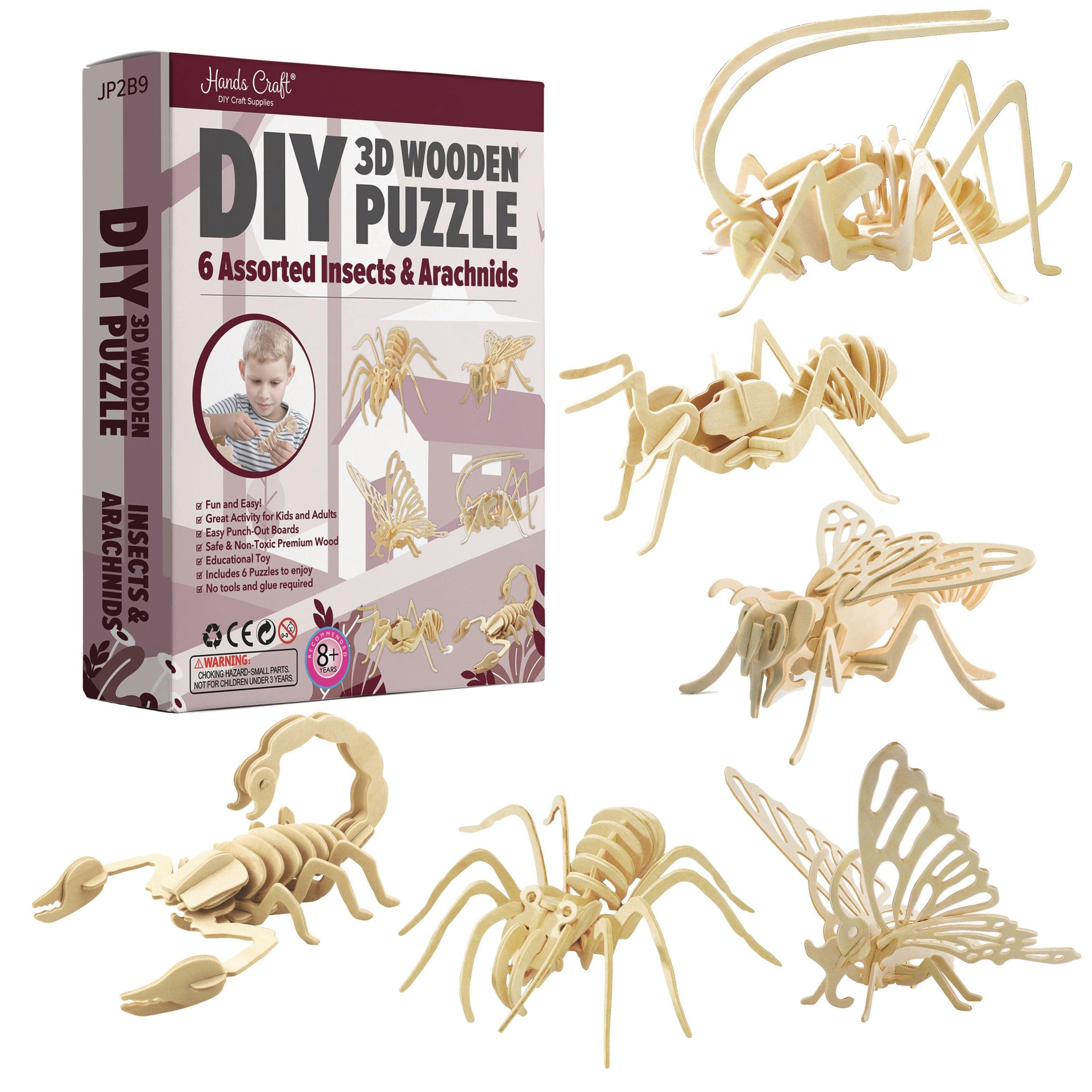 Hands Craft Classic Wooden Puzzle Bundle | Insects & Arachnids 6-pack