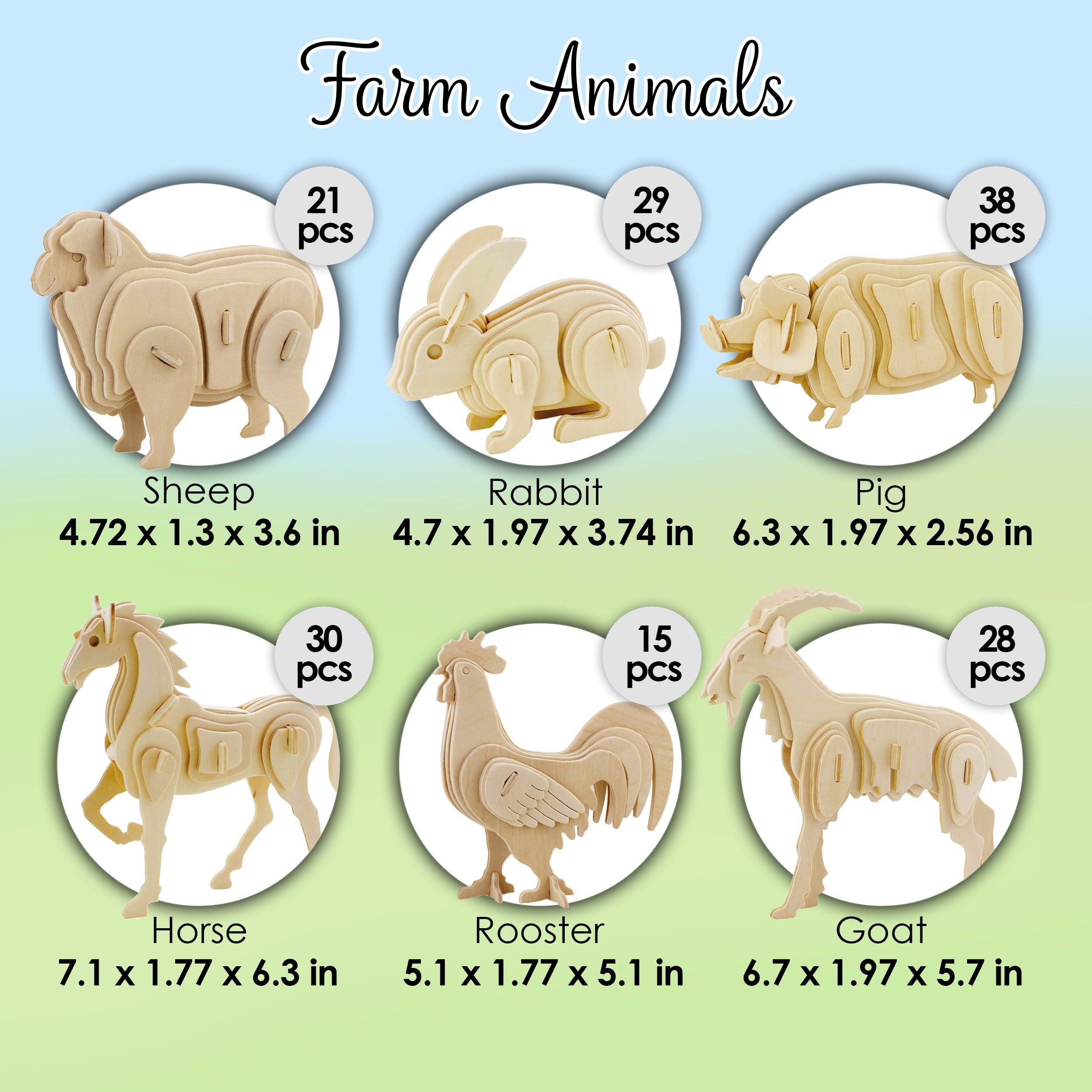 Hands Craft DIY Miniatures 3D Classic Wooden Puzzle | Farm Animals